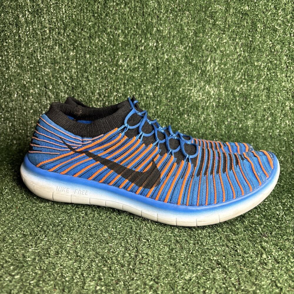 Nike Free RN Motion Flyknit Shoes‎ Men 11.5 Running Blue Orange 834584-401